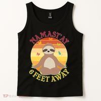Funny Sloth Namast'ay 6 Feet Away Tank Top thumb 2