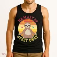 Funny Sloth Namast'ay 6 Feet Away Tank Top thumb 3