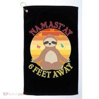 Funny Sloth Namast'ay 6 Feet Away Golf Towel thumb 0