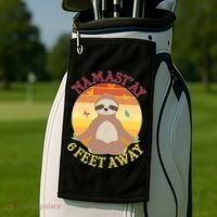 Funny Sloth Namast'ay 6 Feet Away Golf Towel thumb 2