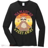 Funny Sloth Namast'ay 6 Feet Away Women's Long Sleeve Shirt thumb 0