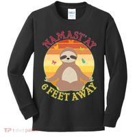 Funny Sloth Namast'ay 6 Feet Away Kids Long Sleeve Shirt thumb 0