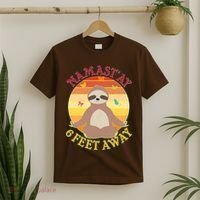 Funny Sloth Namast'ay 6 Feet Away T-Shirt thumb 2