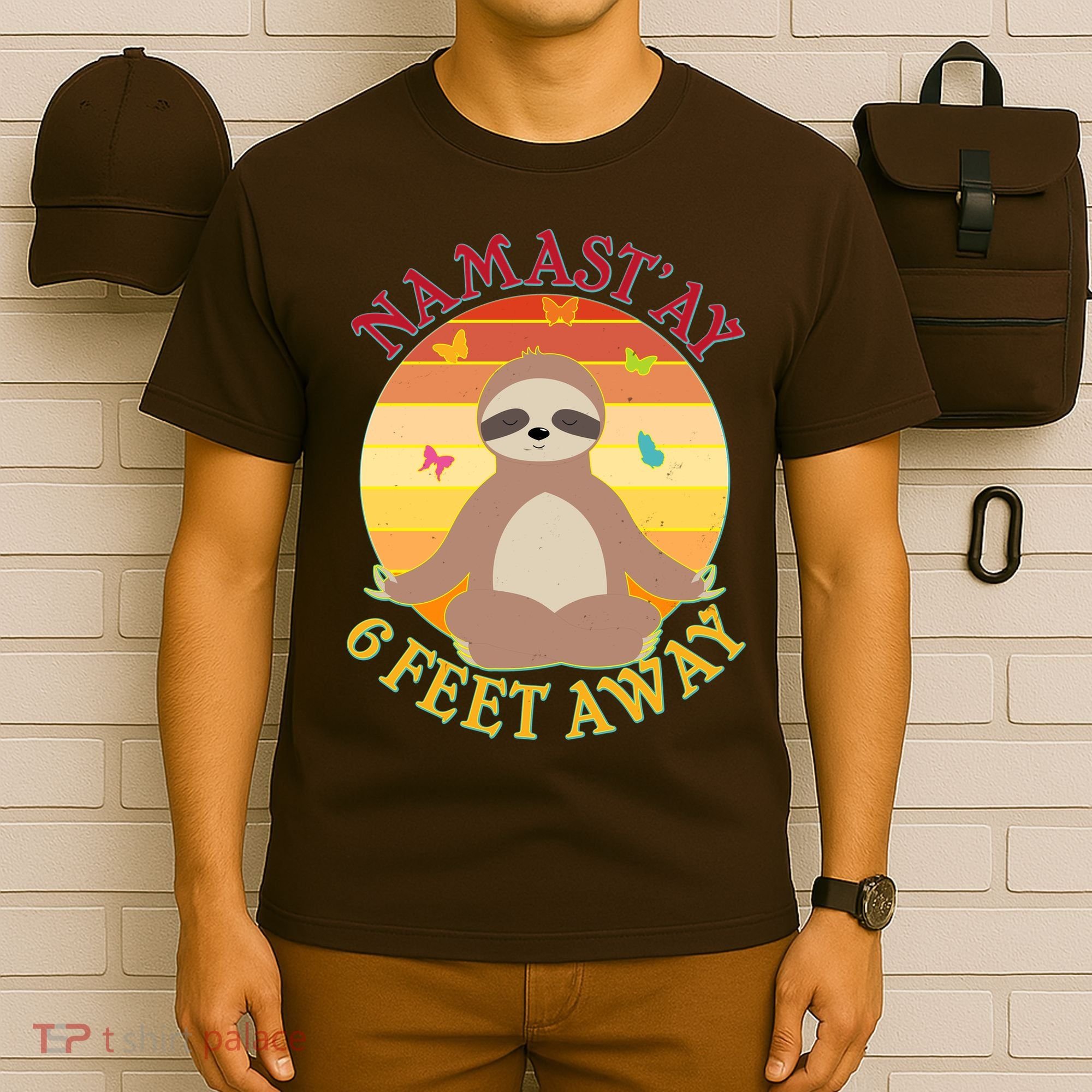 Funny Sloth Namast'ay 6 Feet Away T-Shirt