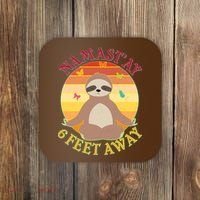 Funny Sloth Namast'ay 6 Feet Away Coaster thumb 0