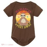 Funny Sloth Namast'ay 6 Feet Away Baby Bodysuit thumb 0
