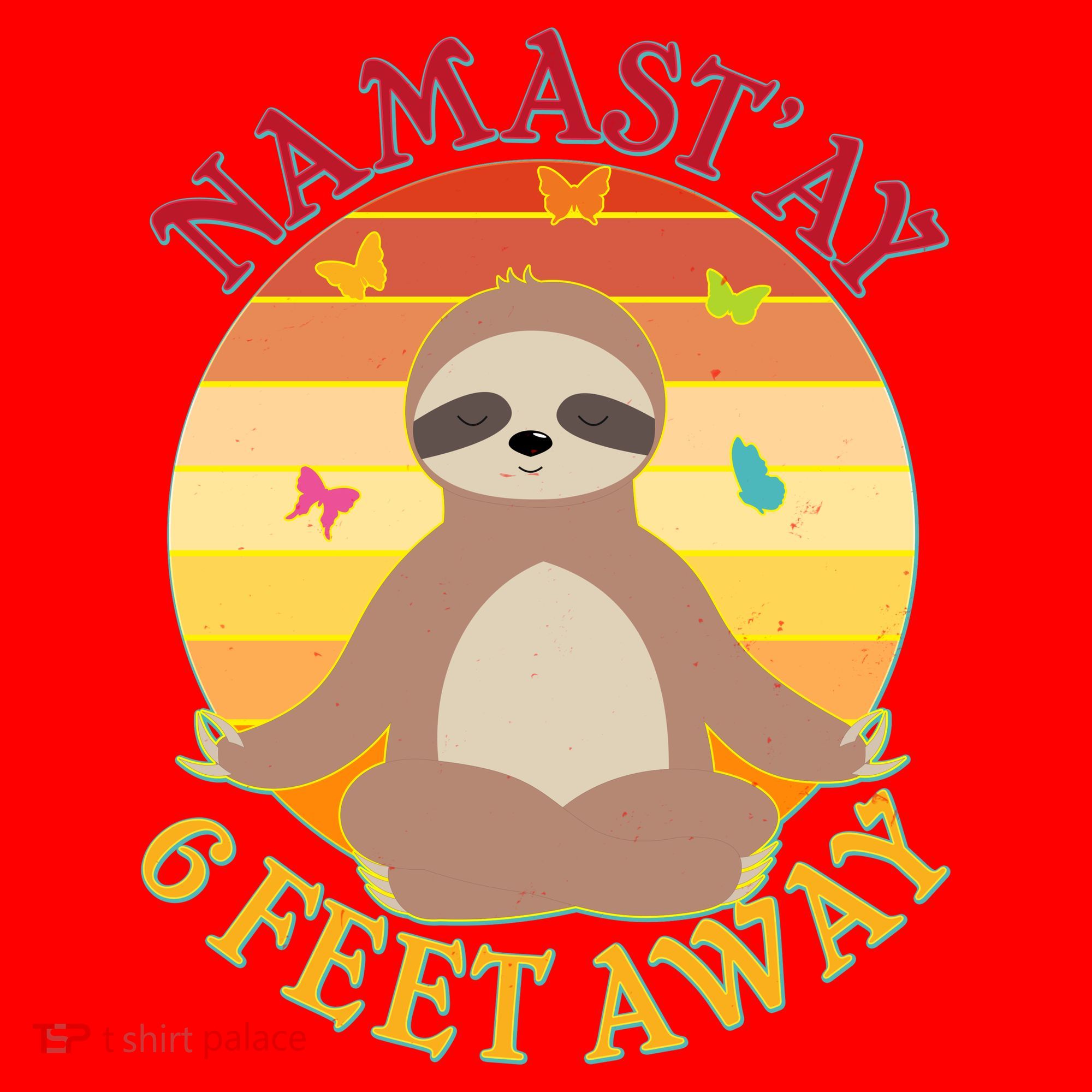 Funny Sloth Namast'ay 6 Feet Away Santa Hat