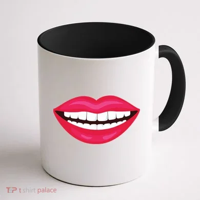Funny Smile Lips Coffee Mug back