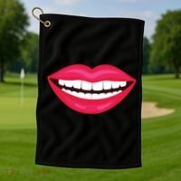 Funny Smile Lips Golf Towel thumb 1