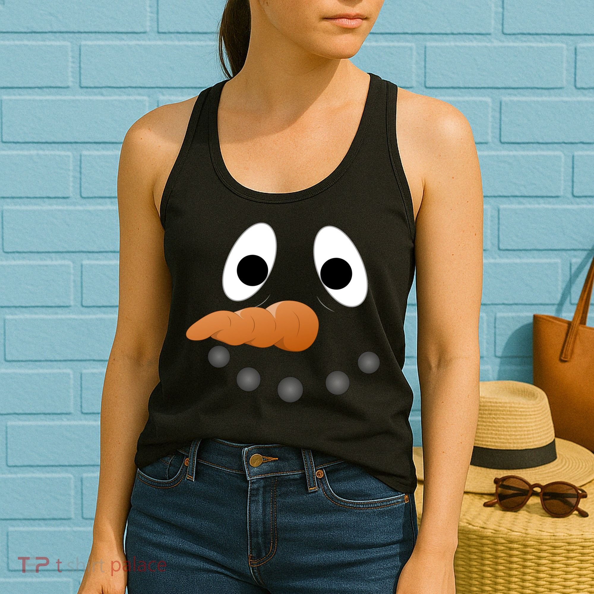 Funny Snowman Face Women's Tank Top