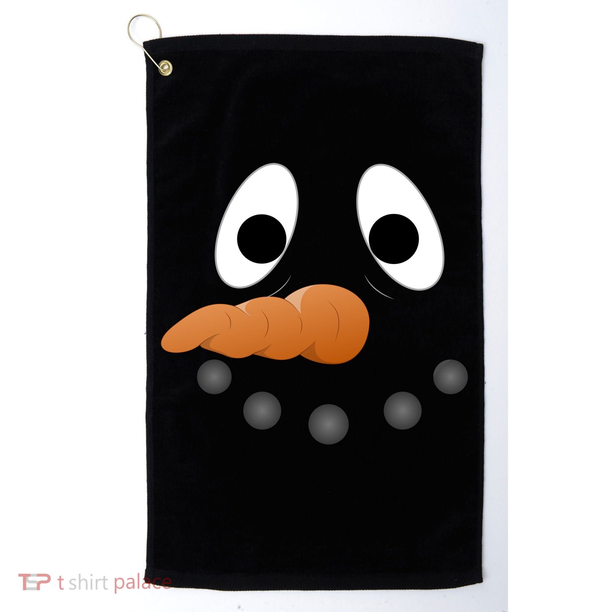 Funny Snowman Face Golf Towel