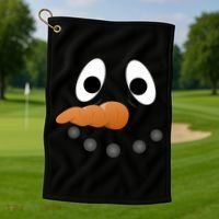 Funny Snowman Face Golf Towel thumb 1