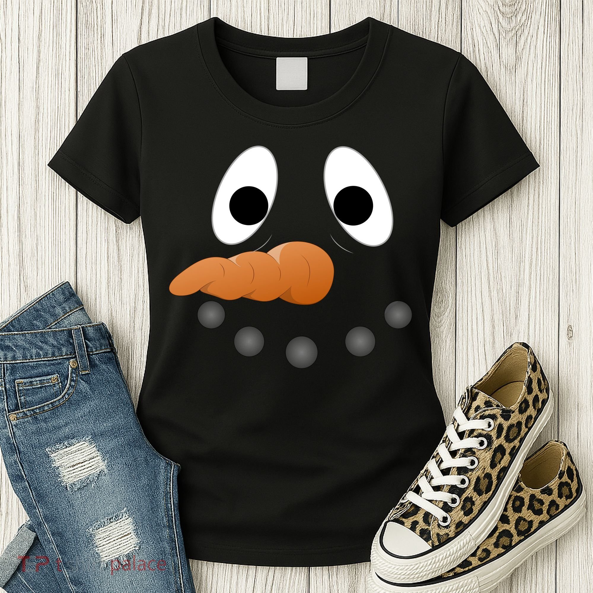 Funny Snowman Face Women's T-Shirt