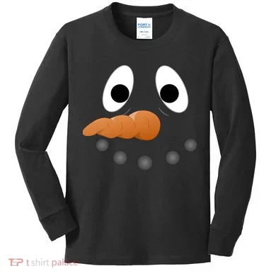 Funny Snowman Face Kids Long Sleeve Shirt