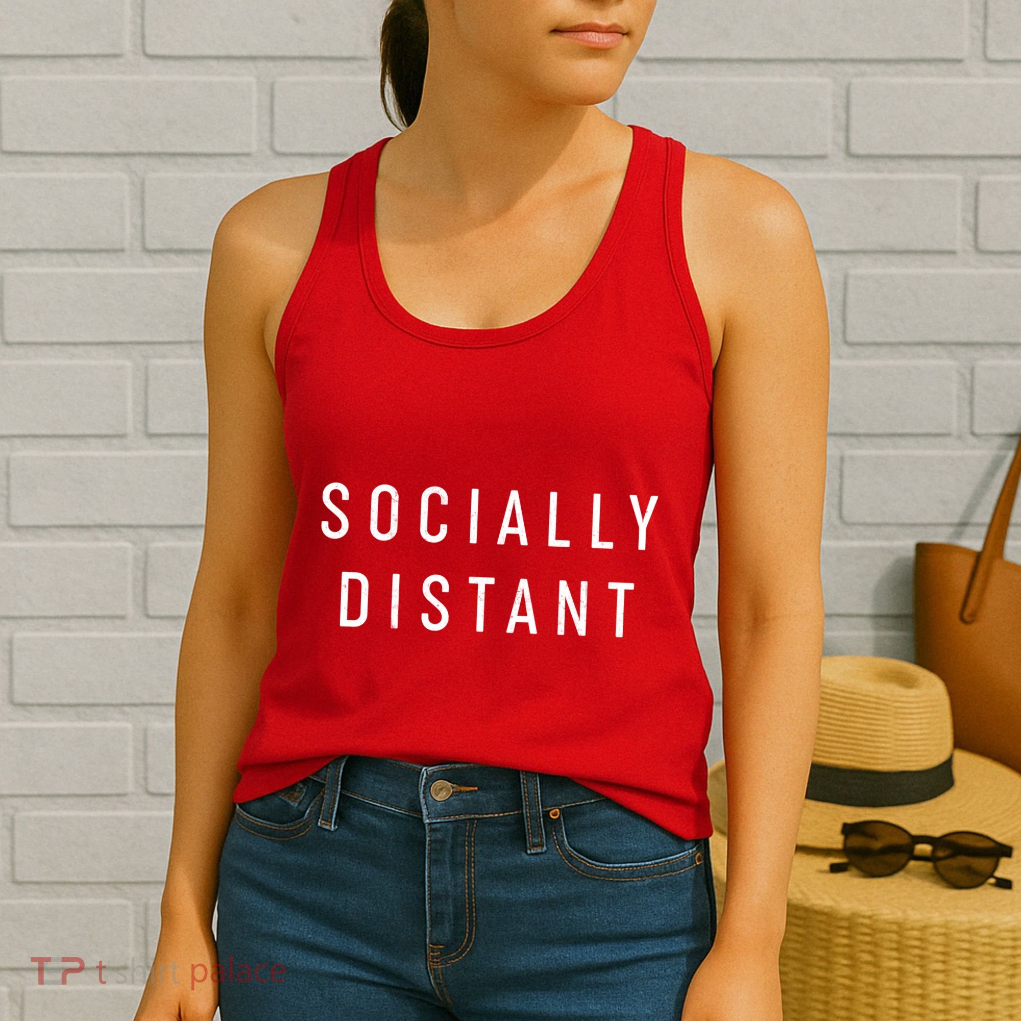 Funny Socially Distant  Women's Tank Top