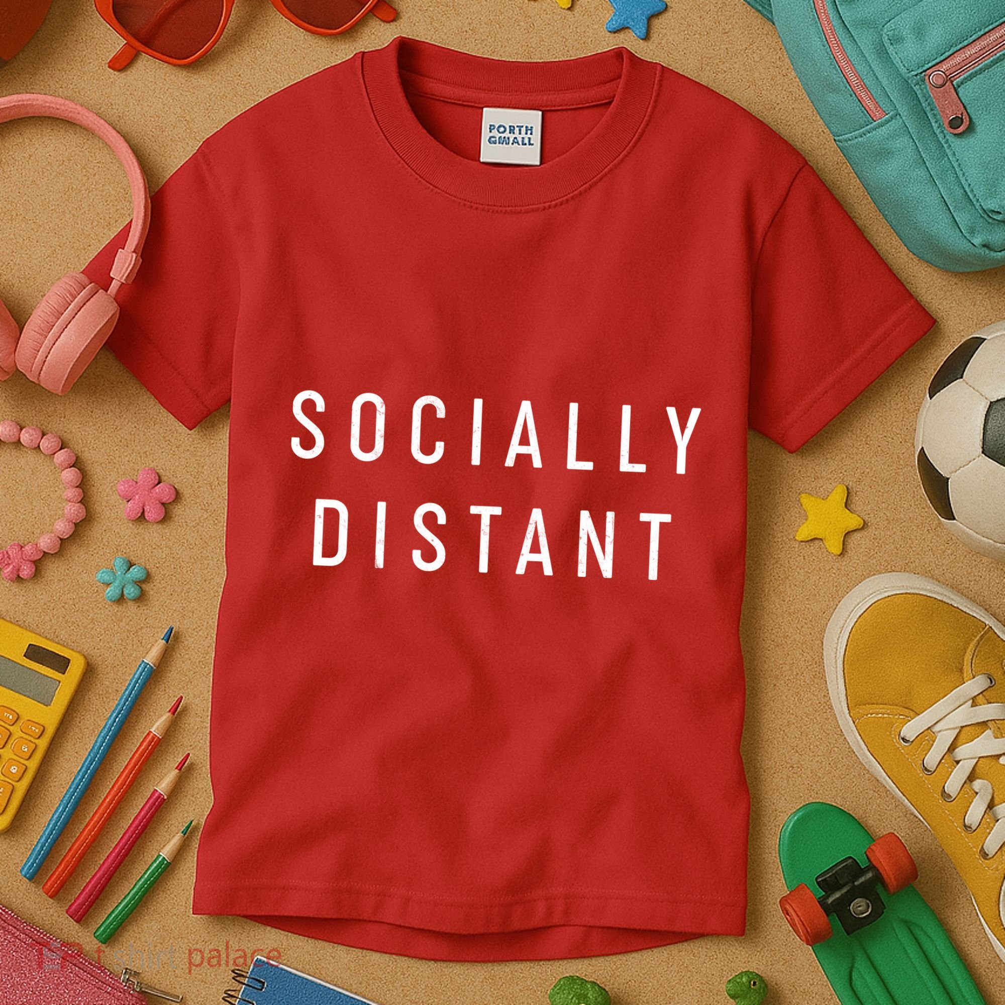 Funny Socially Distant  Kids T-Shirt
