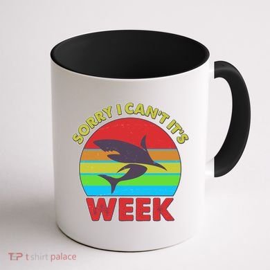 Funny Sorry I Can't It's Shark Week Coffee Mug back