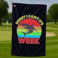 Funny Sorry I Can't It's Shark Week Golf Towel thumb 1