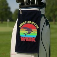 Funny Sorry I Can't It's Shark Week Golf Towel thumb 2