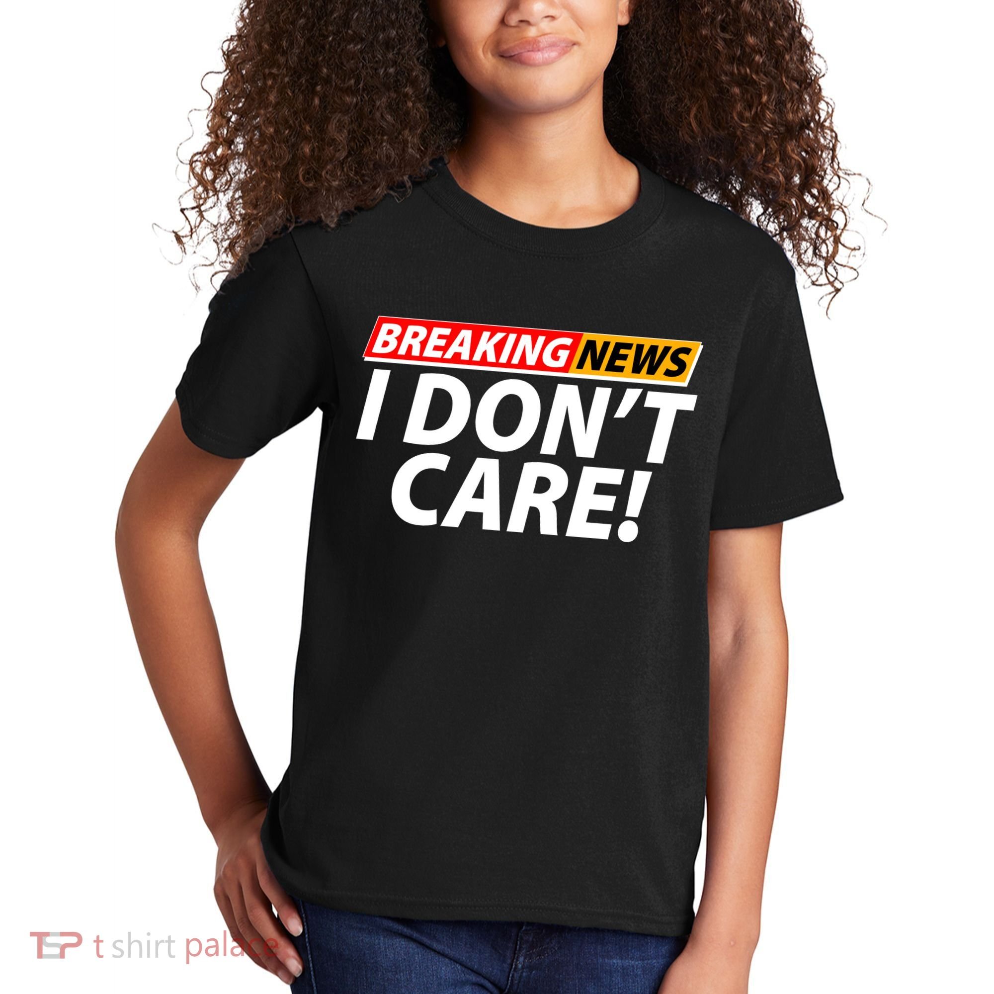 Funny Spoof Meme Breaking News I Don't Care Kids T-Shirt