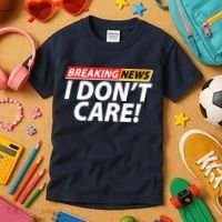 Funny Spoof Meme Breaking News I Don't Care Kids T-Shirt thumb 3