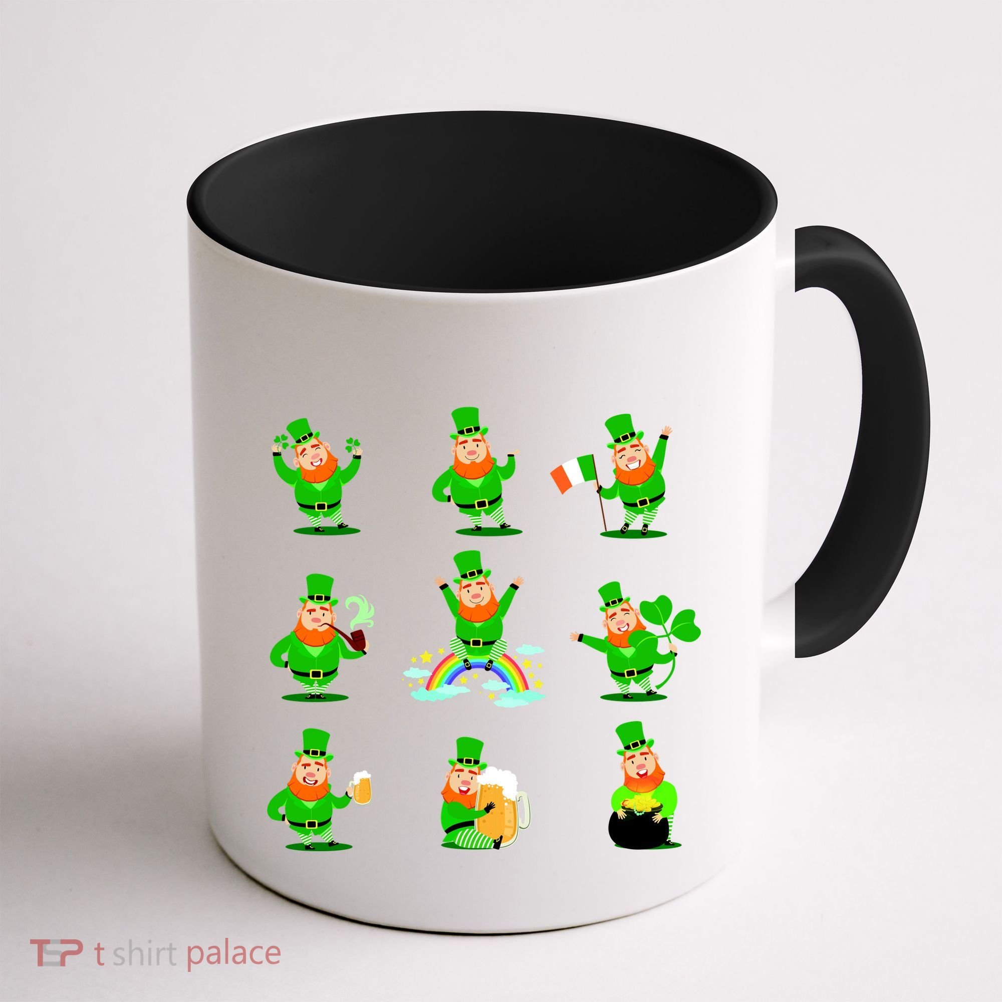 Funny St. Patrick's Day Shamrock Beer Leprechaun Emojis Coffee Mug