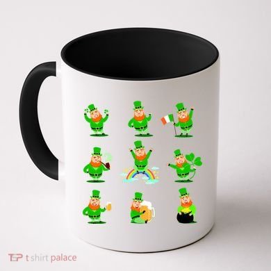 Funny St. Patrick's Day Shamrock Beer Leprechaun Emojis Coffee Mug