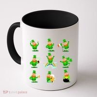 Funny St. Patrick's Day Shamrock Beer Leprechaun Emojis Coffee Mug thumb 0