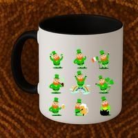Funny St. Patrick's Day Shamrock Beer Leprechaun Emojis Coffee Mug thumb 2