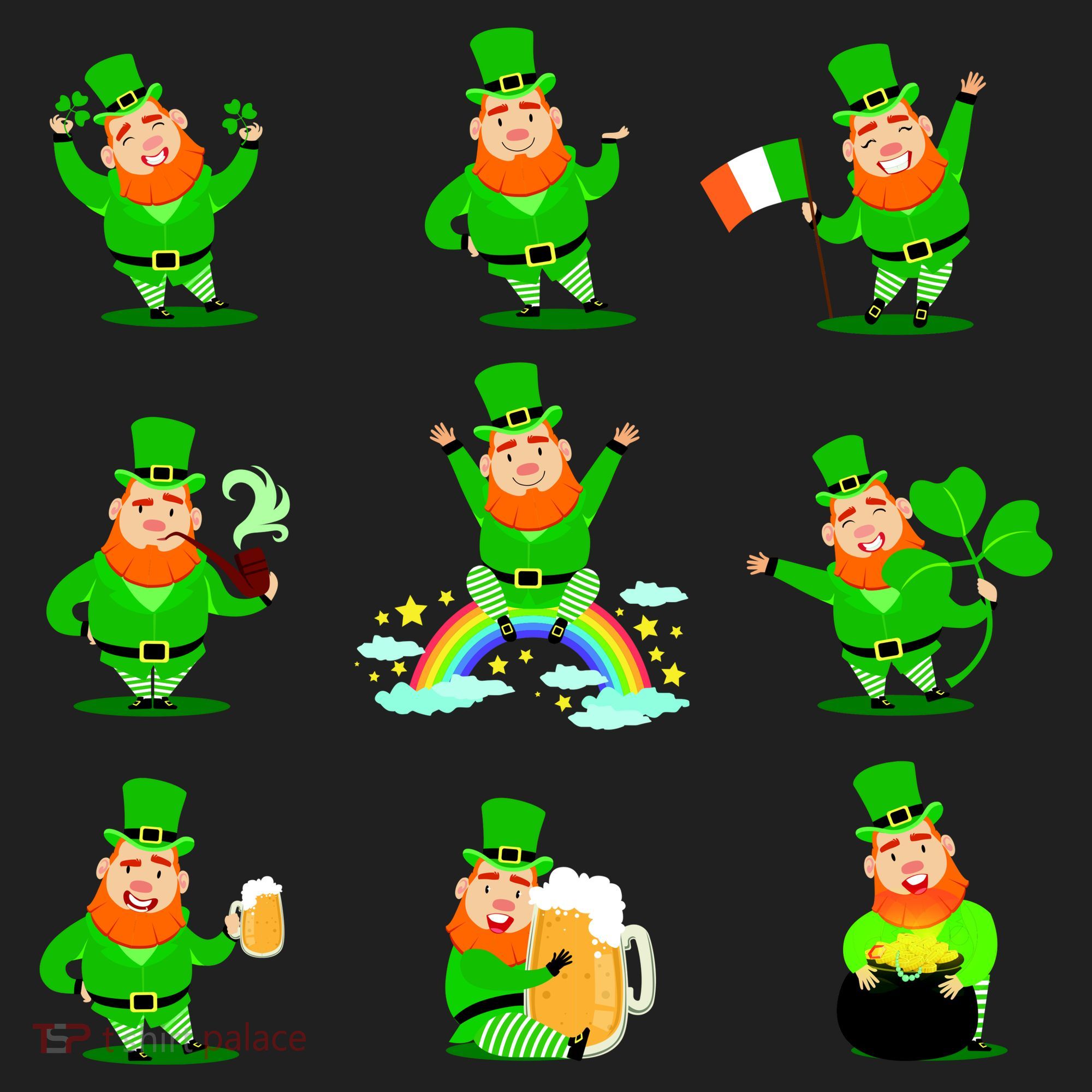 Funny St. Patrick's Day Shamrock Beer Leprechaun Emojis Beanie