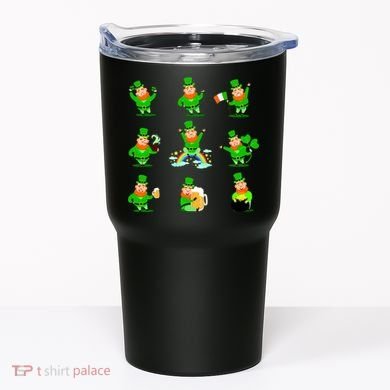 Funny St. Patrick's Day Shamrock Beer Leprechaun Emojis Tumbler