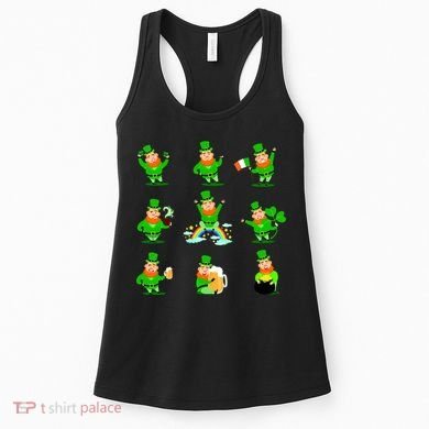 Funny St. Patrick's Day Shamrock Beer Leprechaun Emojis Women's Tank Top