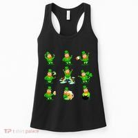 Funny St. Patrick's Day Shamrock Beer Leprechaun Emojis Women's Tank Top thumb 0