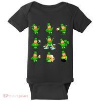 Funny St. Patrick's Day Shamrock Beer Leprechaun Emojis Baby Bodysuit thumb 0