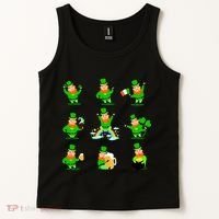 Funny St. Patrick's Day Shamrock Beer Leprechaun Emojis Tank Top thumb 2