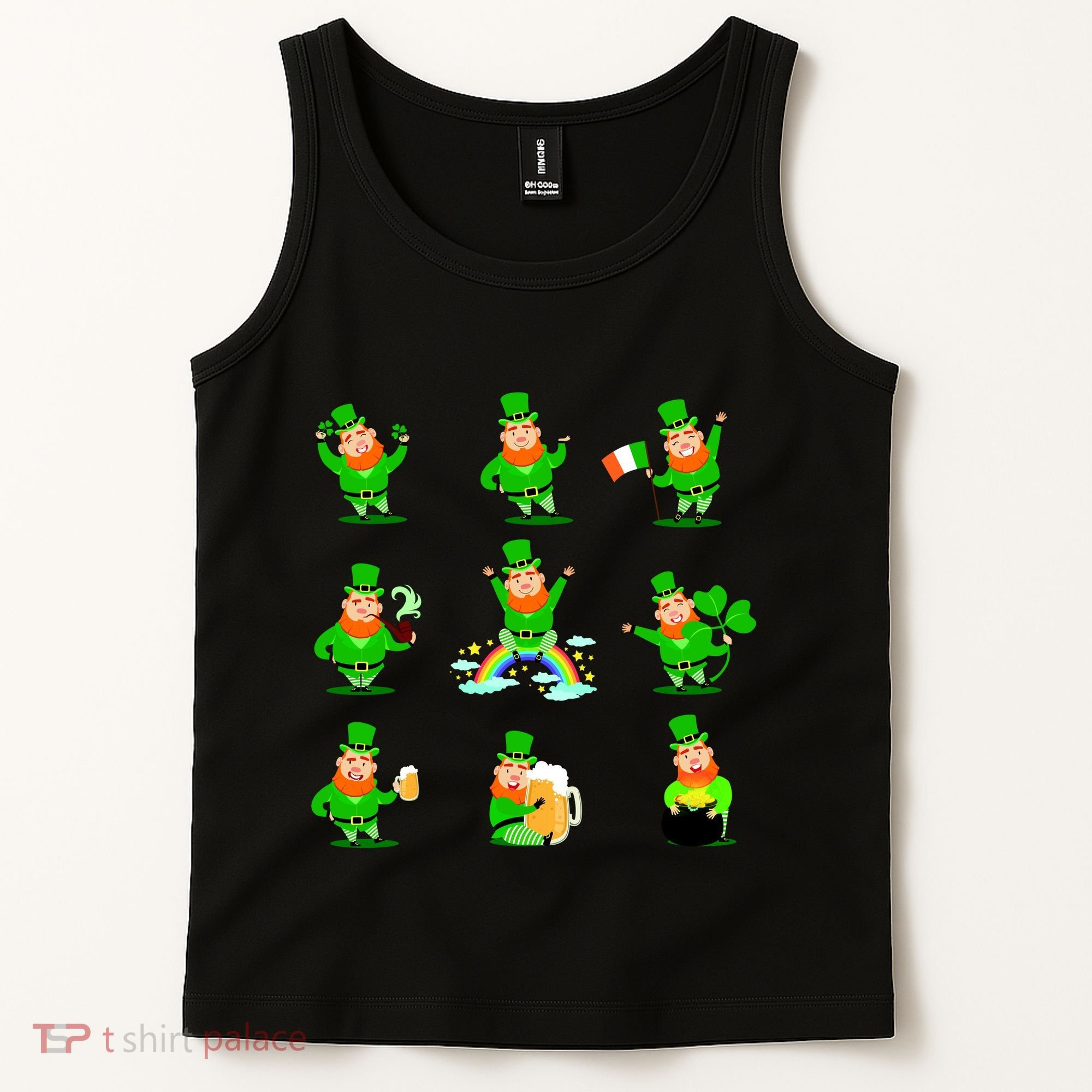 Funny St. Patrick's Day Shamrock Beer Leprechaun Emojis Tank Top