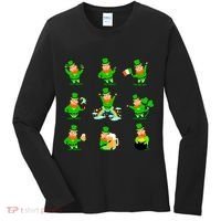 Funny St. Patrick's Day Shamrock Beer Leprechaun Emojis Women's Long Sleeve Shirt thumb 0