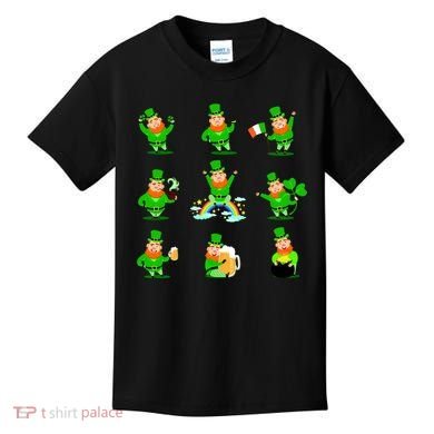 Funny St. Patrick's Day Shamrock Beer Leprechaun Emojis Kids T-Shirt