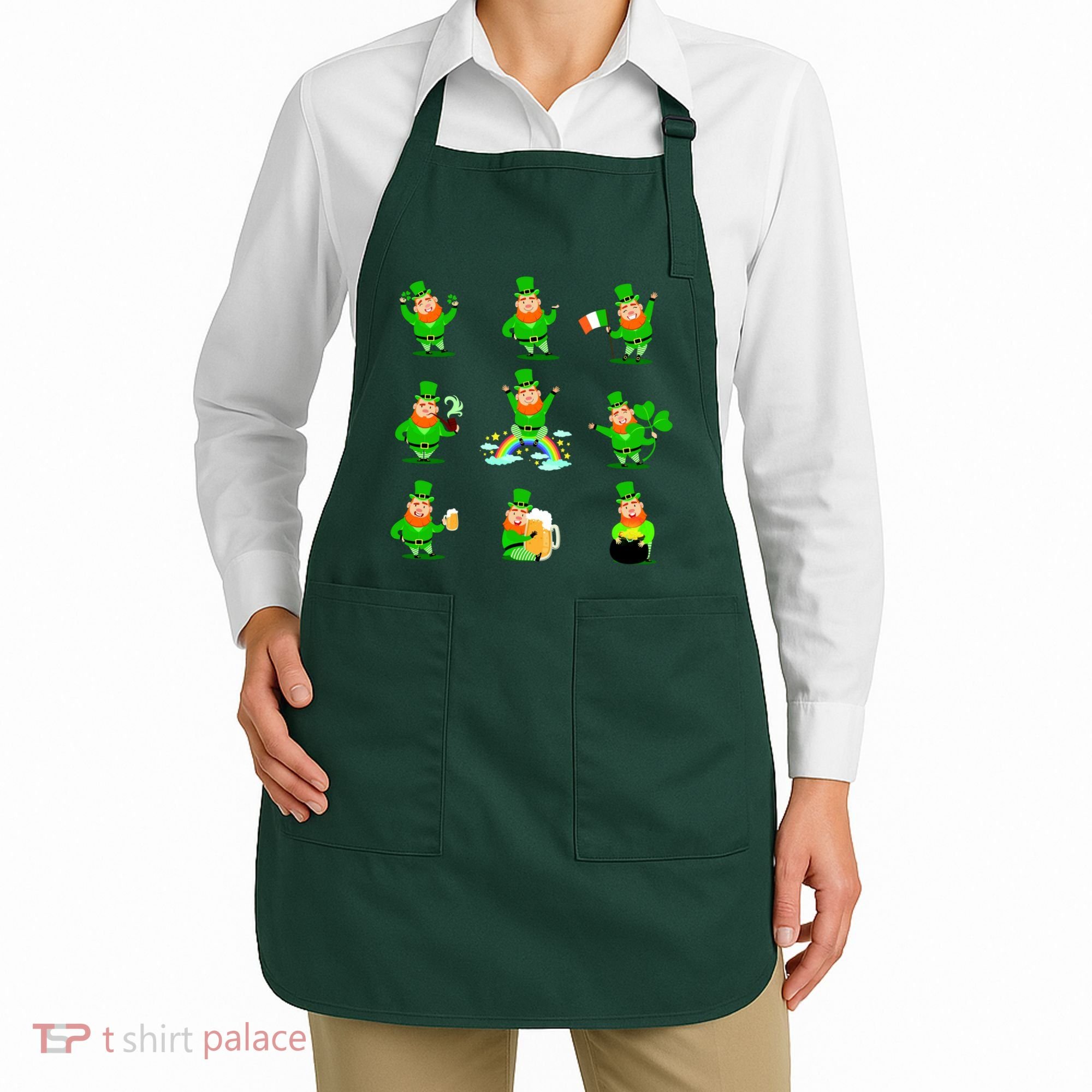 Funny St. Patrick's Day Shamrock Beer Leprechaun Emojis Apron