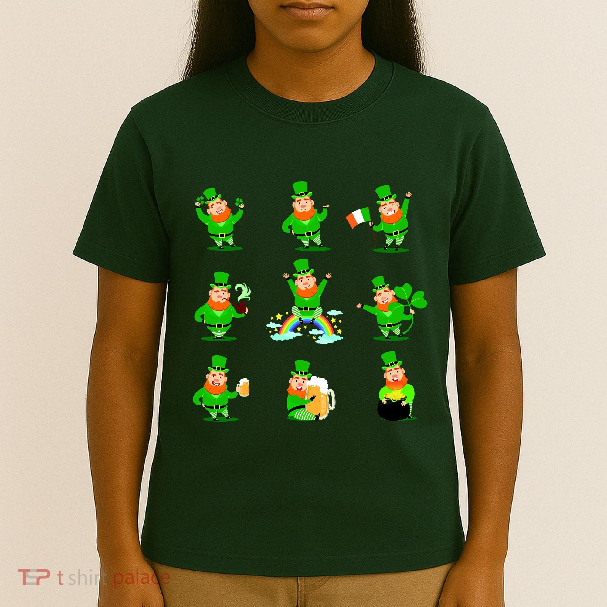 Funny St. Patrick's Day Shamrock Beer Leprechaun Emojis T-Shirt