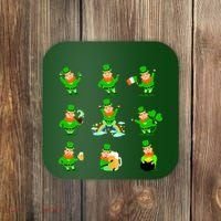 Funny St. Patrick's Day Shamrock Beer Leprechaun Emojis Coaster thumb 0
