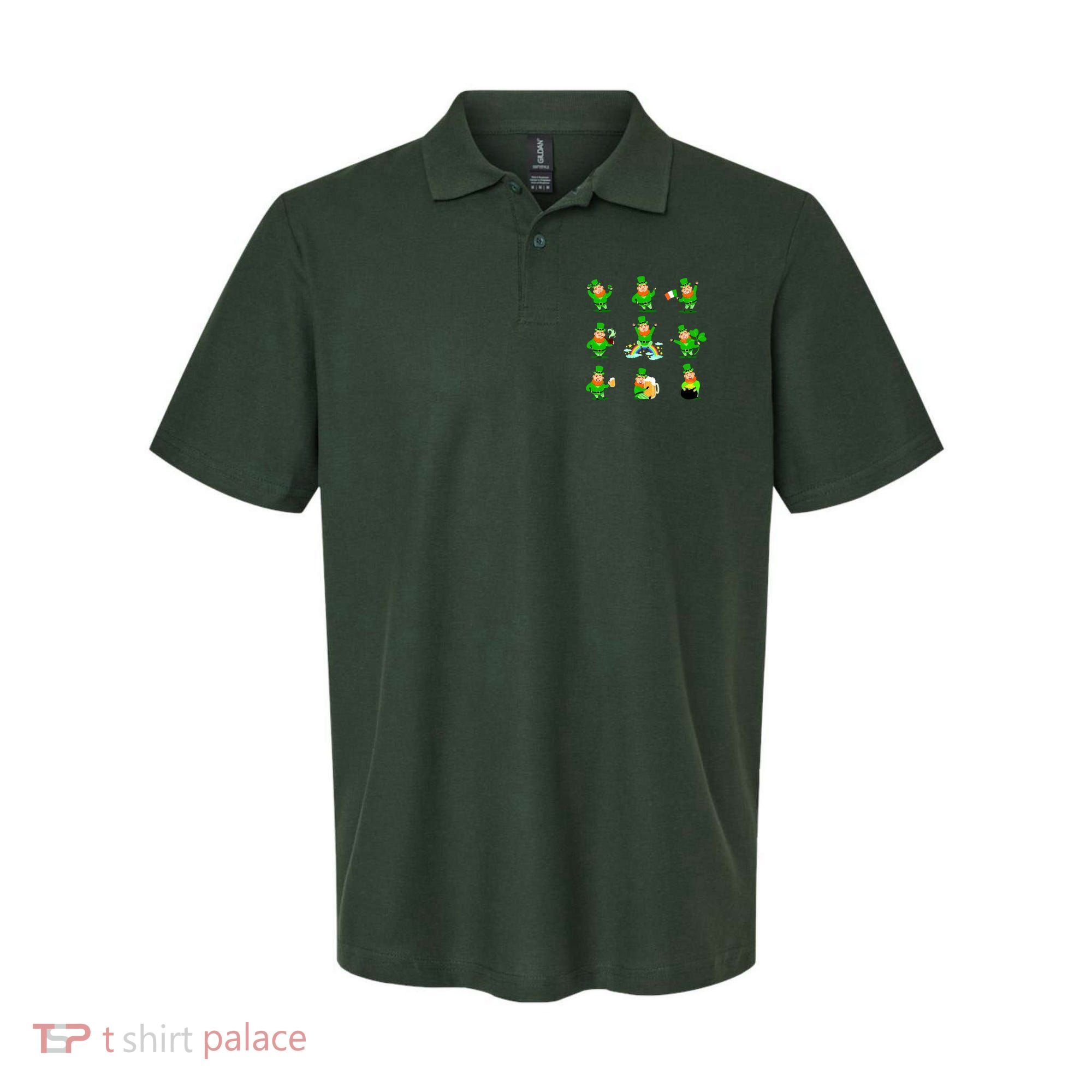 Funny St. Patrick's Day Shamrock Beer Leprechaun Emojis Polo