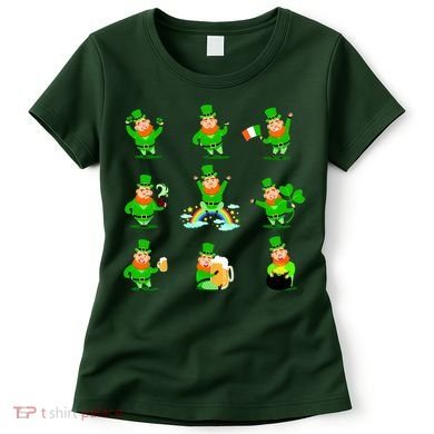 Funny St. Patrick's Day Shamrock Beer Leprechaun Emojis Women's T-Shirt
