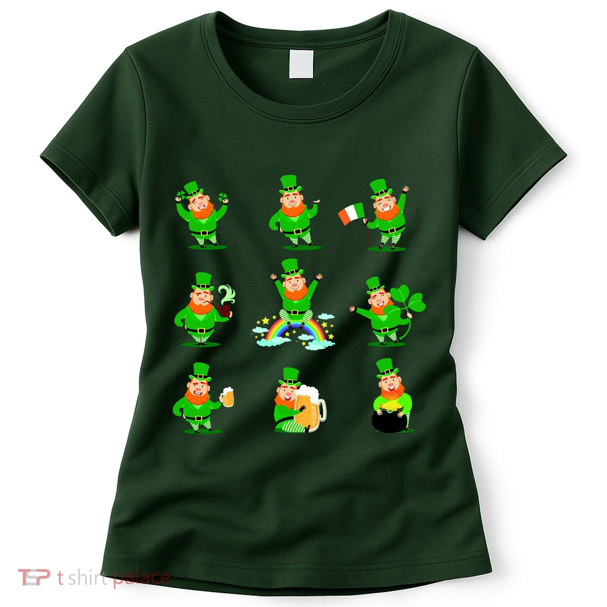 Funny St. Patrick's Day Shamrock Beer Leprechaun Emojis Women's T-Shirt