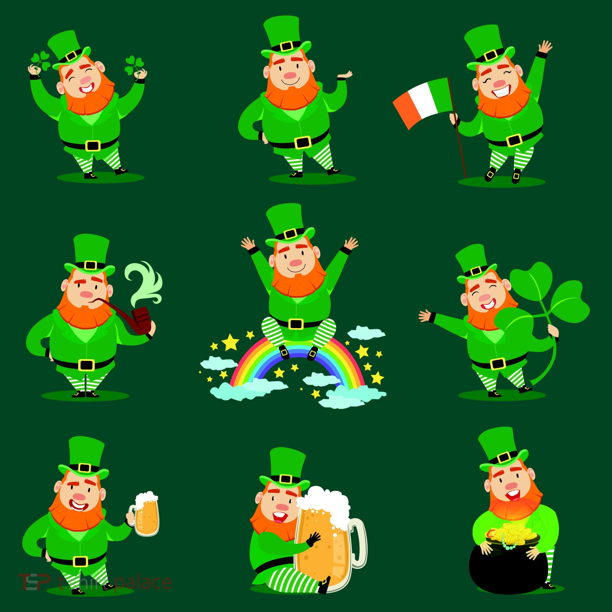 Funny St. Patrick's Day Shamrock Beer Leprechaun Emojis Kids Sweatshirt