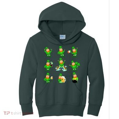 Funny St. Patrick's Day Shamrock Beer Leprechaun Emojis Kids Hoodie