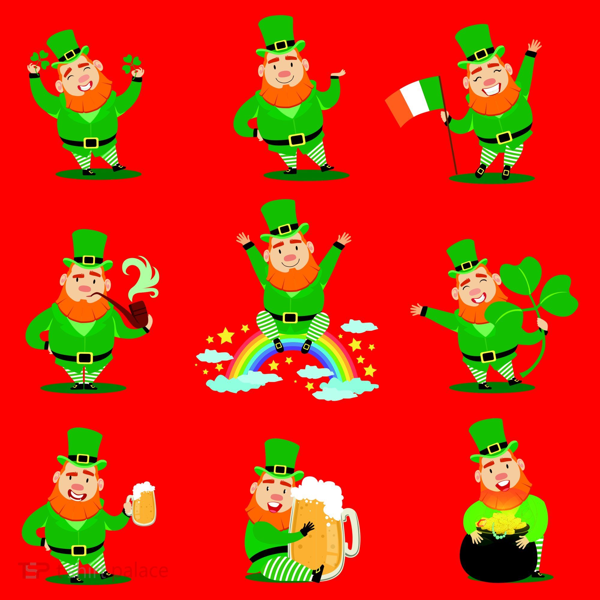 Funny St. Patrick's Day Shamrock Beer Leprechaun Emojis Santa Hat