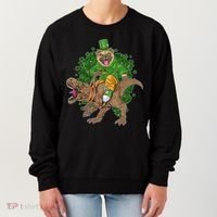 Funny St Patrick Pug On T-Rex Women's Sweatshirt thumb 0