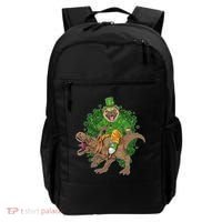 Funny St Patrick Pug On T-Rex Backpack thumb 0