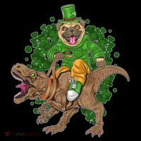 Funny St Patrick Pug On T-Rex Bucket Hat thumb 4